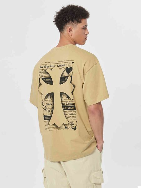chinism 2021ss ch back cross print short sleeve t-shirt loose american fashion brand ins quarter sleeve, White;black
chinism 2021ss ch back cross print short sleeve t-shirt loose american fashion brand ins quarter sleeve, White;black