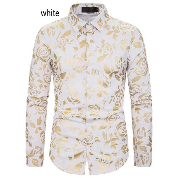 spring autumn men shirt cotton blend night club lapel gold rose flower printing slim long sleeves male clothes men's casual shirts, White;black
spring autumn men shirt cotton blend night club lapel gold rose flower printing slim long sleeves male clothes men's casual shirts, White;black