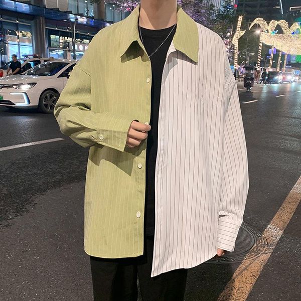 men's casual shirts 2021 striped printing clothes loose fashion trend camisa masculina streetwear green/blue color size -2xl, White;black
men's casual shirts 2021 striped printing clothes loose fashion trend camisa masculina streetwear green/blue color size -2xl, White;black