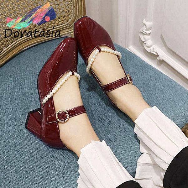 office women med heel brand shoes spring casual design consise pumps pearl buckle strap dress, Black
office women med heel brand shoes spring casual design consise pumps pearl buckle strap dress, Black