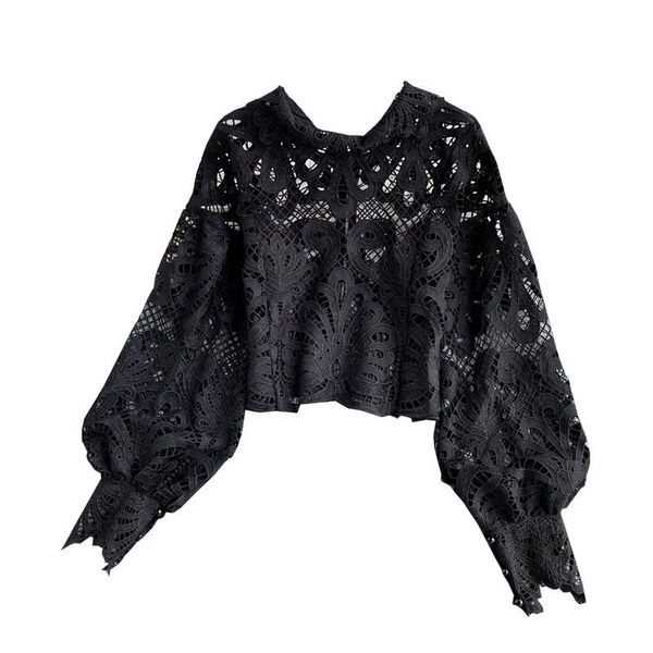 women's blouses & shirts spring blouse 2021 fashion female hollow lantern sleeve temperament blusa stand-up collar slim short lace shir, White
women's blouses & shirts spring blouse 2021 fashion female hollow lantern sleeve temperament blusa stand-up collar slim short lace shir, White