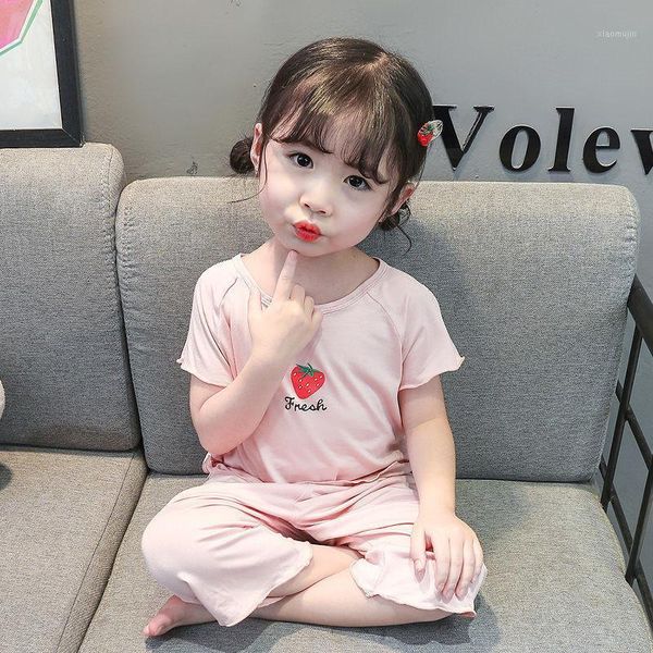 clothing sets girls short sleeve pajamas modal summer suit high waist trousers strawberry pattern loose sleeves 0-6 years old, White
clothing sets girls short sleeve pajamas modal summer suit high waist trousers strawberry pattern loose sleeves 0-6 years old, White