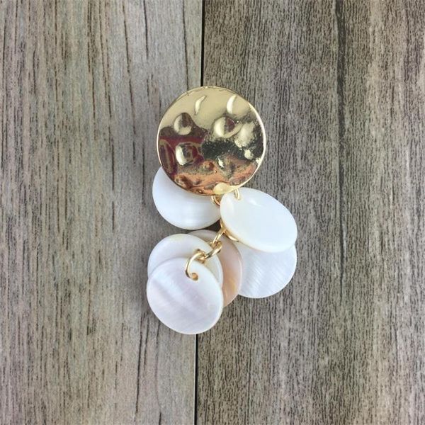dangle & chandelier fashion earrings for women round shell drop goldenmetal charming bohemian boucles d'oreilles pour les femmes, Silver