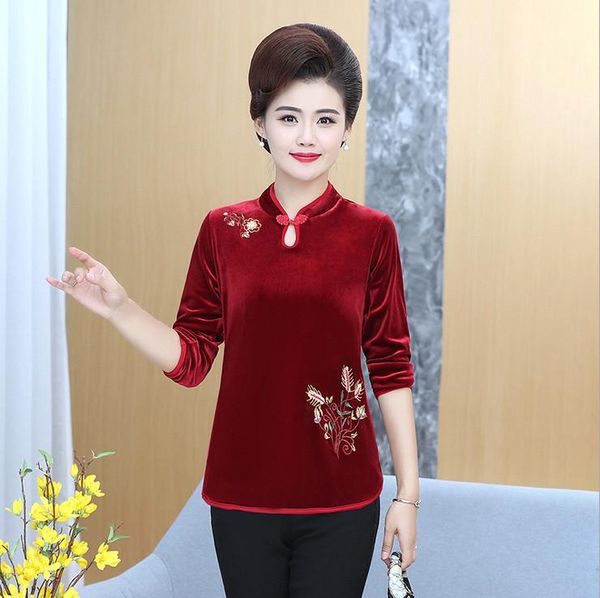 velvet shirt women autumn winter warm bottom pullover vintage embroidery middle age mother long sleeve women's blouses & shirts, White
velvet shirt women autumn winter warm bottom pullover vintage embroidery middle age mother long sleeve women's blouses & shirts, White