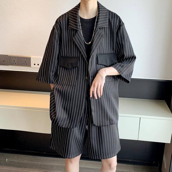 men's suits & blazers (+ pants) summer half-sleeved striped suit korean version of the trend casual lapel jacket 5 points trousers, White;black
men's suits & blazers (+ pants) summer half-sleeved striped suit korean version of the trend casual lapel jacket 5 points trousers, White;black