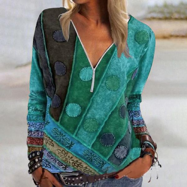 ladies t-shirt 2021 spring and summer fashion retro printing zipper v-neck long-sleeved casual plus size women's, White
ladies t-shirt 2021 spring and summer fashion retro printing zipper v-neck long-sleeved casual plus size women's, White