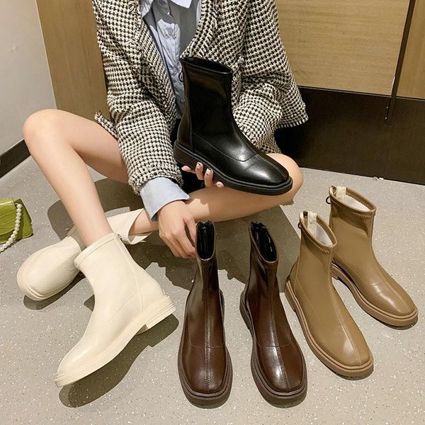 boots 2021 autumn real soft leather thin ins single mid-tube short women, Black
boots 2021 autumn real soft leather thin ins single mid-tube short women, Black