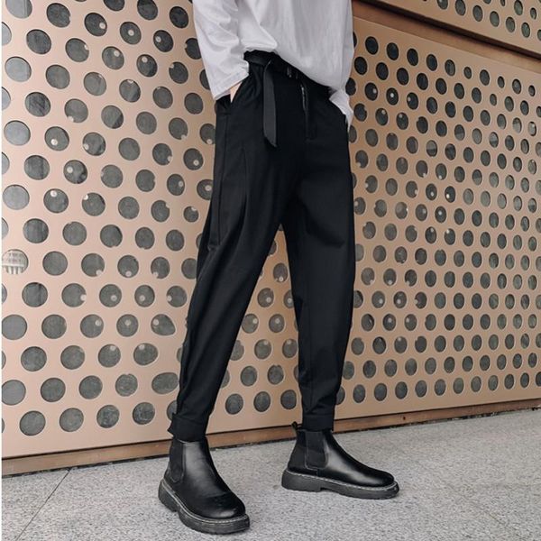 men's pants 2021 design men trousers with belt spring autumn solid vertical tapered ankle-length suit korean fashion man clothing, Black
men's pants 2021 design men trousers with belt spring autumn solid vertical tapered ankle-length suit korean fashion man clothing, Black
