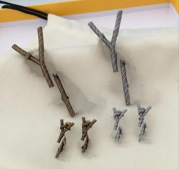 european and american threaded letter brooch, gold and silver three-dimensional stud earrings set accessories female fast delivery, Gray 
european and american threaded letter brooch, gold and silver three-dimensional stud earrings set accessories female fast delivery, Gray