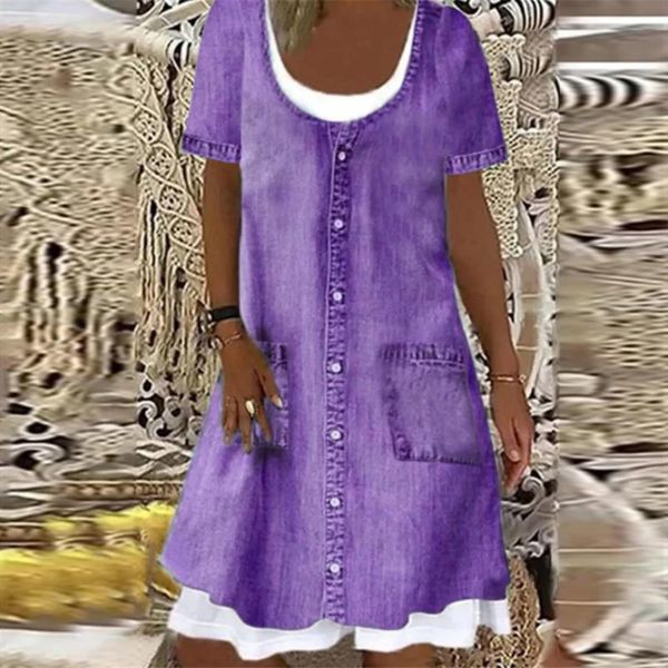 casual dresses women loose fake two piece dress summer sleeveless denim blue print straight boho sundress, Black;gray
casual dresses women loose fake two piece dress summer sleeveless denim blue print straight boho sundress, Black;gray