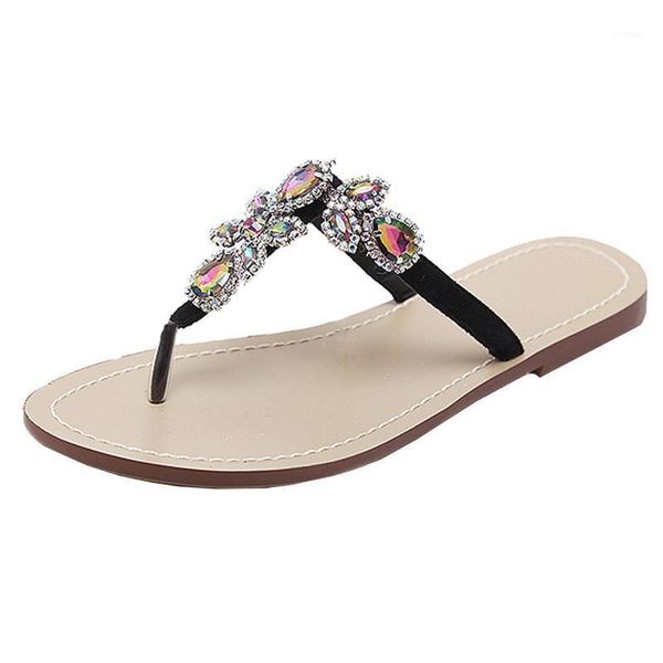 slippers sandals womens summer flat shining rhinestones chain t-strap beach slipper shoes dames schoenen zapatos mujer1, Black 
slippers sandals womens summer flat shining rhinestones chain t-strap beach slipper shoes dames schoenen zapatos mujer1, Black