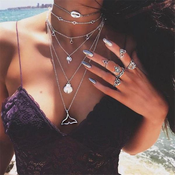 pendant necklaces multi-layer choker necklace for women moon elephant chain statement fashion jewelry ethnic collar, Silver
pendant necklaces multi-layer choker necklace for women moon elephant chain statement fashion jewelry ethnic collar, Silver