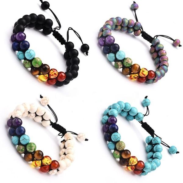 charm bracelets fashion personality colorful yoga chakra bracelet natural volcanic stone scrub double layer braided, Golden;silver
charm bracelets fashion personality colorful yoga chakra bracelet natural volcanic stone scrub double layer braided, Golden;silver