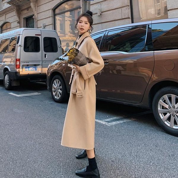 women's wool & blends now 2021 winter trench coat korean style slim-fit woolen women., Black
women's wool & blends now 2021 winter trench coat korean style slim-fit woolen women., Black
