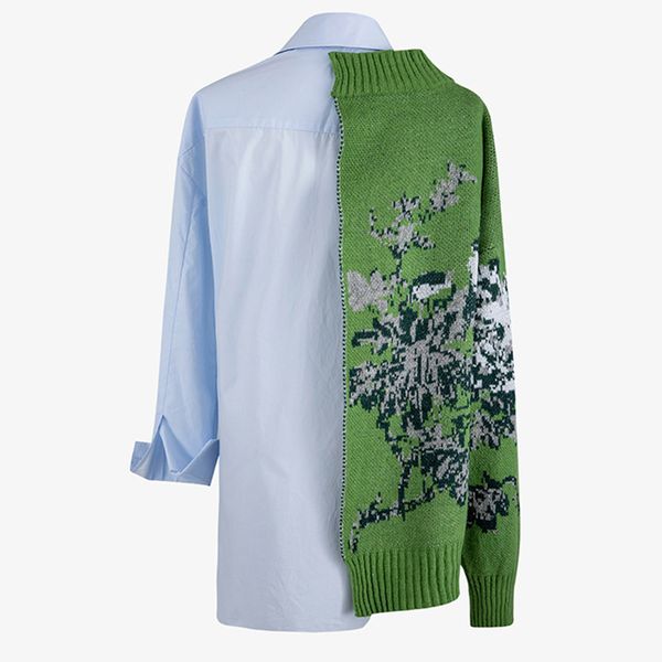 hoodie casual patchwork knitted shirt for women lapel long sleeve korean blouse female fashion clothing 2021 spring, Black
hoodie casual patchwork knitted shirt for women lapel long sleeve korean blouse female fashion clothing 2021 spring, Black