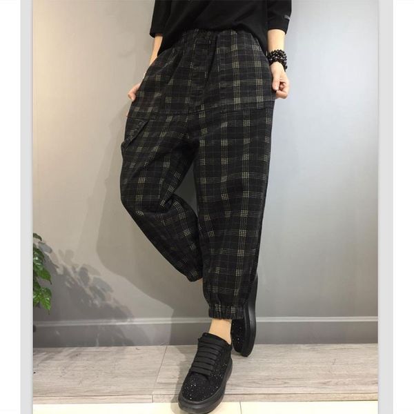 pants spring autumn arts style women elastic waist loose casual vintage plaid cotton harem pants plus size v59 b9te, Black;white
pants spring autumn arts style women elastic waist loose casual vintage plaid cotton harem pants plus size v59 b9te, Black;white