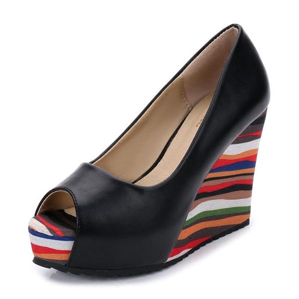 sweet super high slope heel platform color matching small big size women's shoes dress, Black
sweet super high slope heel platform color matching small big size women's shoes dress, Black