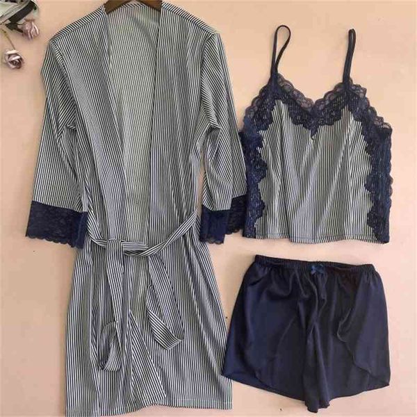women's sleepwear print striped 3pcs pajamas suit female nightwear summer intimate lingerie navy blue lace trim home clothing, Black;red
women's sleepwear print striped 3pcs pajamas suit female nightwear summer intimate lingerie navy blue lace trim home clothing, Black;red