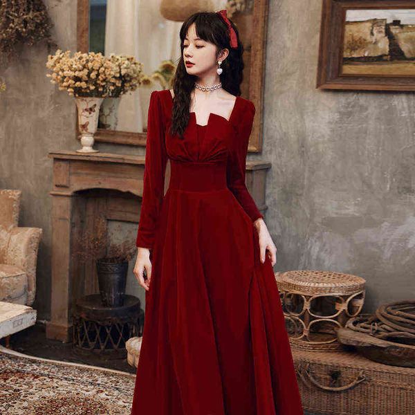 luxury prom dresses wine red toast bride 2021 autumn winter engagement back door evening can be worn at ordinary tim, Black
luxury prom dresses wine red toast bride 2021 autumn winter engagement back door evening can be worn at ordinary tim, Black