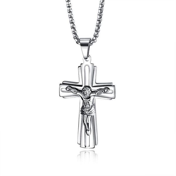 pendant necklaces classic retro jesus cross necklace men's stainless steel christian believer fashion party jewelry gift, Silver
pendant necklaces classic retro jesus cross necklace men's stainless steel christian believer fashion party jewelry gift, Silver