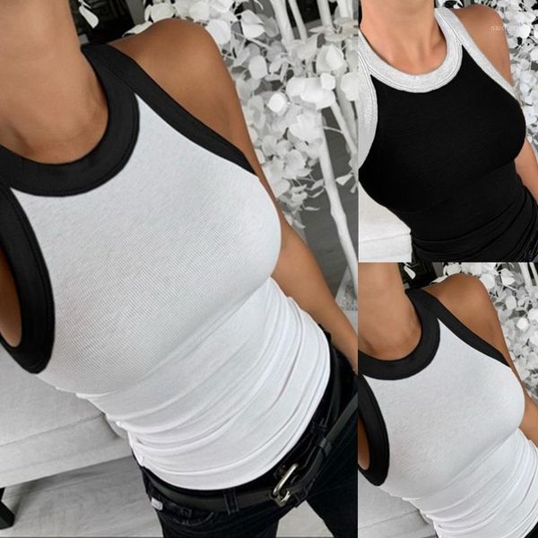 women's tanks & camis ropa mujer c knit women summer colorblock contrast binding tank casual sleeveless vest underwear feminino, White
women's tanks & camis ropa mujer c knit women summer colorblock contrast binding tank casual sleeveless vest underwear feminino, White