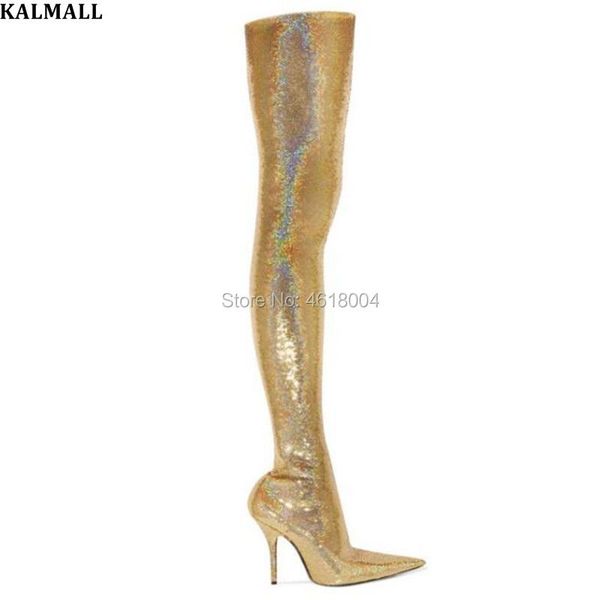 boots kalmall fashion runway glitter thigh high women pointed toe heels sequined cloth over-knee booties party shoes, Black
boots kalmall fashion runway glitter thigh high women pointed toe heels sequined cloth over-knee booties party shoes, Black