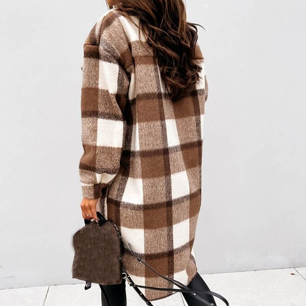 autumn womens coat long sleeve plaid jacket fashion plus size ladies clothes loose lapel pocket button cardigan outerwear, Tan;black
autumn womens coat long sleeve plaid jacket fashion plus size ladies clothes loose lapel pocket button cardigan outerwear, Tan;black