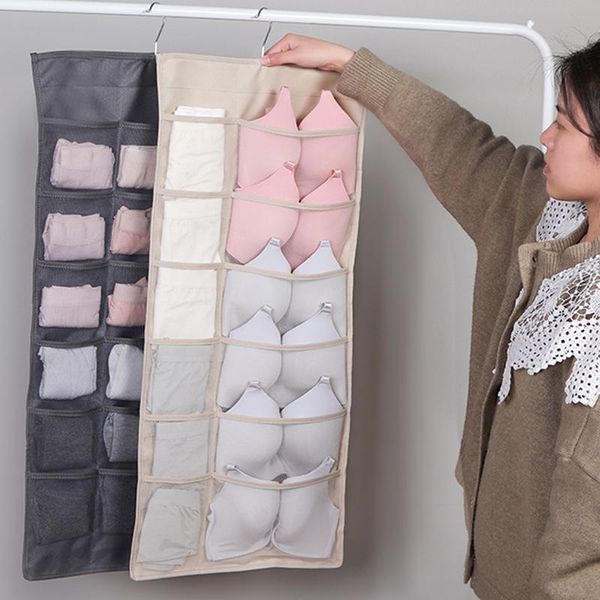 simple useful clothing hanger hanging bag socks bra underwear rack door wall storage organizer 80*36cm boxes & bins