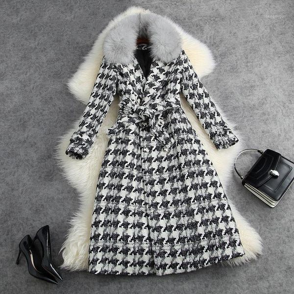 women's wool & blends women europe style winter overcoat 50% coat elegant plaid double-breasted tweed c672, Black
women's wool & blends women europe style winter overcoat 50% coat elegant plaid double-breasted tweed c672, Black