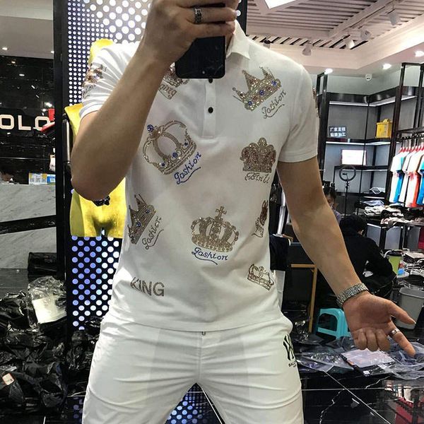 tee luxo corona strass cotton men's summer black polo gold short diamond homme for, White;black
tee luxo corona strass cotton men's summer black polo gold short diamond homme for, White;black