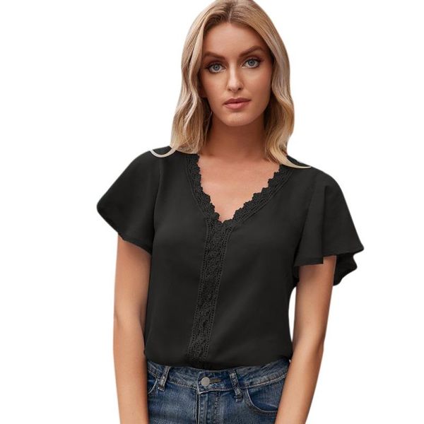 women's t-shirt women v-neck casual t-shirts solid classic lace hollow out female fashion regular tees, White
women's t-shirt women v-neck casual t-shirts solid classic lace hollow out female fashion regular tees, White