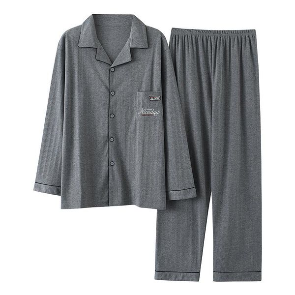 men's sleepwear 2021 autumn long sleeve cotton pajama sets for men korean loose suit pyjamas male loungewear homewear home clothes, Black;brown
men's sleepwear 2021 autumn long sleeve cotton pajama sets for men korean loose suit pyjamas male loungewear homewear home clothes, Black;brown