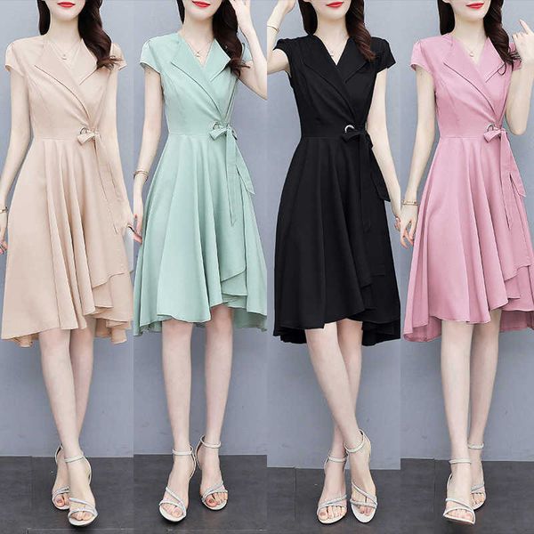 slim temperament skirt a-line small gentle wind drs women's summer 2021 chiffon waist, Black;gray 
slim temperament skirt a-line small gentle wind drs women's summer 2021 chiffon waist, Black;gray