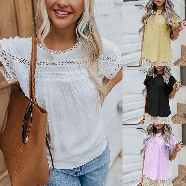 women's blouses & shirts summer hollow out lace crochet blouse casual o-neck short sleeve blusas shirt wdc7520, White
women's blouses & shirts summer hollow out lace crochet blouse casual o-neck short sleeve blusas shirt wdc7520, White