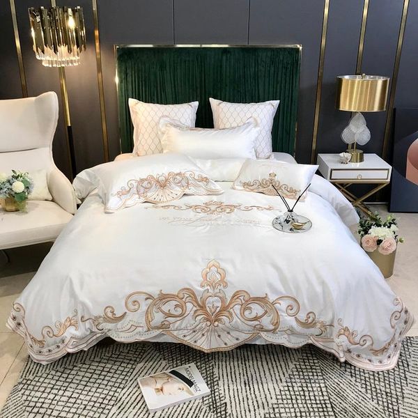 bedding sets luxury satin silk cotton gold chic embroidery set double duvet cover flat/fitted sheet pillowcases home textiles
bedding sets luxury satin silk cotton gold chic embroidery set double duvet cover flat/fitted sheet pillowcases home textiles