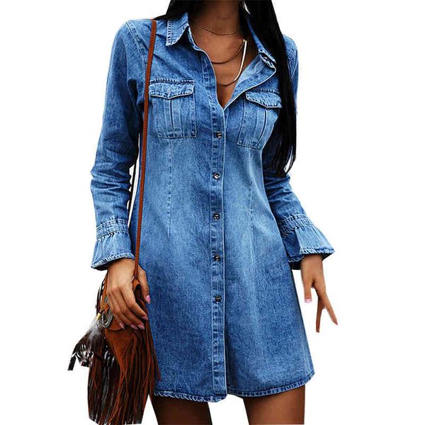 women blue denim shirt dress single breasted lapel neck long sleeve dresses female slim clothes, Black;gray
women blue denim shirt dress single breasted lapel neck long sleeve dresses female slim clothes, Black;gray