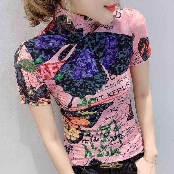 women's t-shirt european clothes fashion turtleneck print butterfly t-shirt women summer ropa mujer bottoming shirt tees, White
women's t-shirt european clothes fashion turtleneck print butterfly t-shirt women summer ropa mujer bottoming shirt tees, White