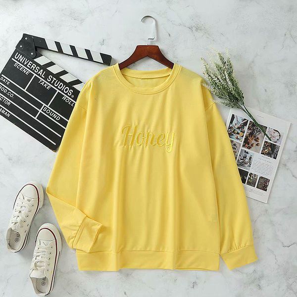 women's hoodies & sweatshirts biaoruina yellow letter embroidery round neck casual loose sweatshirt female terry oversized fashion pull, Black
women's hoodies & sweatshirts biaoruina yellow letter embroidery round neck casual loose sweatshirt female terry oversized fashion pull, Black