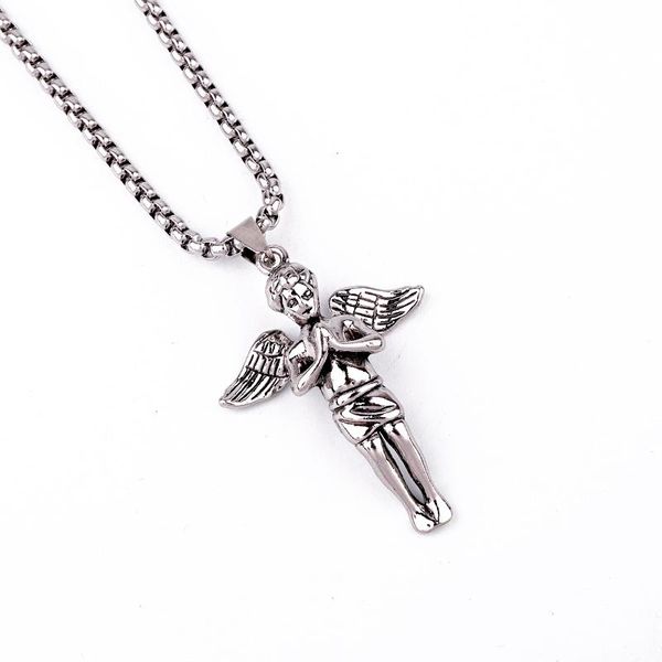 pendant necklaces 1pc men punk rock angel choker necklace women jewelry hip hop vintage stainless steel metal color baby cupid, Silver
pendant necklaces 1pc men punk rock angel choker necklace women jewelry hip hop vintage stainless steel metal color baby cupid, Silver