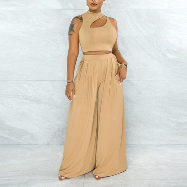 women's two piece pants solid sleeveless crop elastic loose wide leg long tracksuit casual sets, White
women's two piece pants solid sleeveless crop elastic loose wide leg long tracksuit casual sets, White