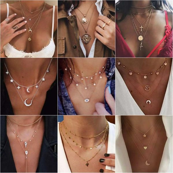 chains bohemian multilayer gold color moon portrait pendant necklaces for women choker 2021 trend fashion jewelry party, Silver
chains bohemian multilayer gold color moon portrait pendant necklaces for women choker 2021 trend fashion jewelry party, Silver