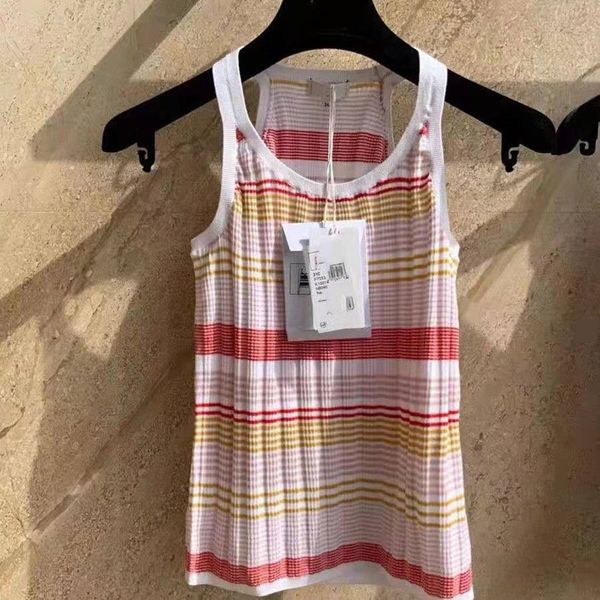 2021 women's knits spring and summer knitwear boutique round neck stripe woven vest sleeveless fashion pullover, White
2021 women's knits spring and summer knitwear boutique round neck stripe woven vest sleeveless fashion pullover, White