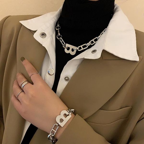 earrings & necklace hiphop gold color metal big letter b bracelets for women wide thick link chain choker jewelry gift, Silver
earrings & necklace hiphop gold color metal big letter b bracelets for women wide thick link chain choker jewelry gift, Silver
