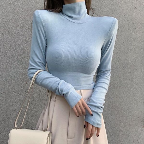 women's t-shirt solid turtleneck cropped women spring fall casual long sleeve shirts ladies skinny basic female tee shirt crop top, White
women's t-shirt solid turtleneck cropped women spring fall casual long sleeve shirts ladies skinny basic female tee shirt crop top, White