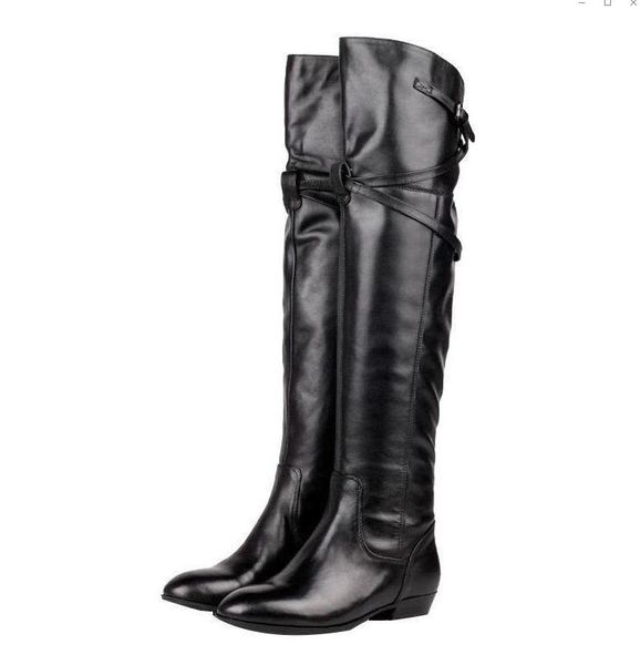 women winter calfskin motorcycle over-the-knee boots genuine leather fashion brand british classic designer girl bandage knight flat bottom, Black
women winter calfskin motorcycle over-the-knee boots genuine leather fashion brand british classic designer girl bandage knight flat bottom, Black