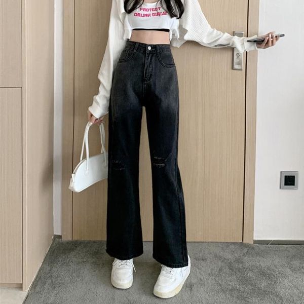 women's jeans tall waist hole in thin section 2021 spice wide-legged children summer straight trousers of early autumn, Blue
women's jeans tall waist hole in thin section 2021 spice wide-legged children summer straight trousers of early autumn, Blue