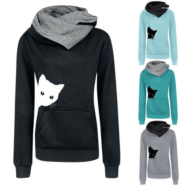 women's hoodies & sweatshirts spring cat print long sleeve pullover sweatshirt pockets shirt lot, Black
women's hoodies & sweatshirts spring cat print long sleeve pullover sweatshirt pockets shirt lot, Black