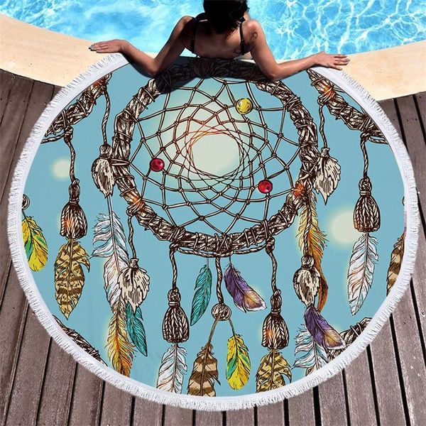 towel tassels beach mat dreamcatcher printed blanket picnic bath bikini cover-up