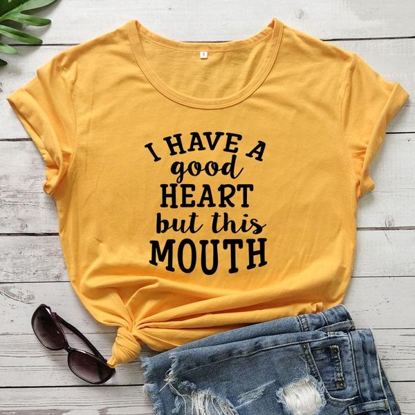 women's t-shirt i have a good heart but this mouth casual women short sleeve sarcasm tshirt funny be kind graphic tees drop, White
women's t-shirt i have a good heart but this mouth casual women short sleeve sarcasm tshirt funny be kind graphic tees drop, White