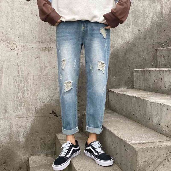 men's jeans spring summer ripped fashion retro casual hole men streetwear korean loose hip-hop straight denim pants mens 3oq6, Blue
men's jeans spring summer ripped fashion retro casual hole men streetwear korean loose hip-hop straight denim pants mens 3oq6, Blue